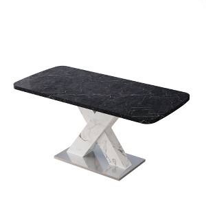 NicBex Modern Square Stretchable Dining Table with X-Shape Leg for 4 to 6,Dining Room,Living Room,Space-Saving - 1 of 4