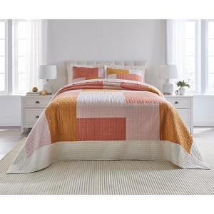 BrylaneHome Modern Velvet Patchwork Bedspread - 1 of 4