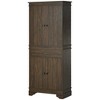 HOMCOM 72" Farmhouse Kitchen Pantry, 4-Door Rustic Storage Cabinet with Drawer and 3 Shelves, Walnut - 4 of 4