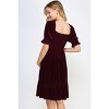 Hello Miz Women's Velvet Empire Waist Puff Sleeve Smocked Neck Maternity Dress - 3 of 4
