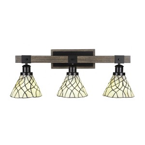 Toltec Lighting Tacoma 3 - Light Vanity in  Black/Painted Wood with 7" Sandhill Art Glass Shade - 1 of 1