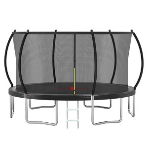 Okak 12/14FT UV-Protected Trampoline with Outer Safety Enclosure, Pumpkin Outdoor Trampolines with Thick Spring, Rebounder for Outdoor - 1 of 4