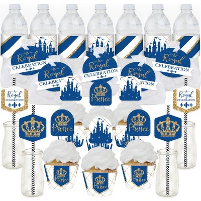 Big Dot of Happiness Royal Prince Charming - Baby Shower or Birthday Party Favors and Cupcake Kit - Fabulous Favor Party Pack - 100 Pieces