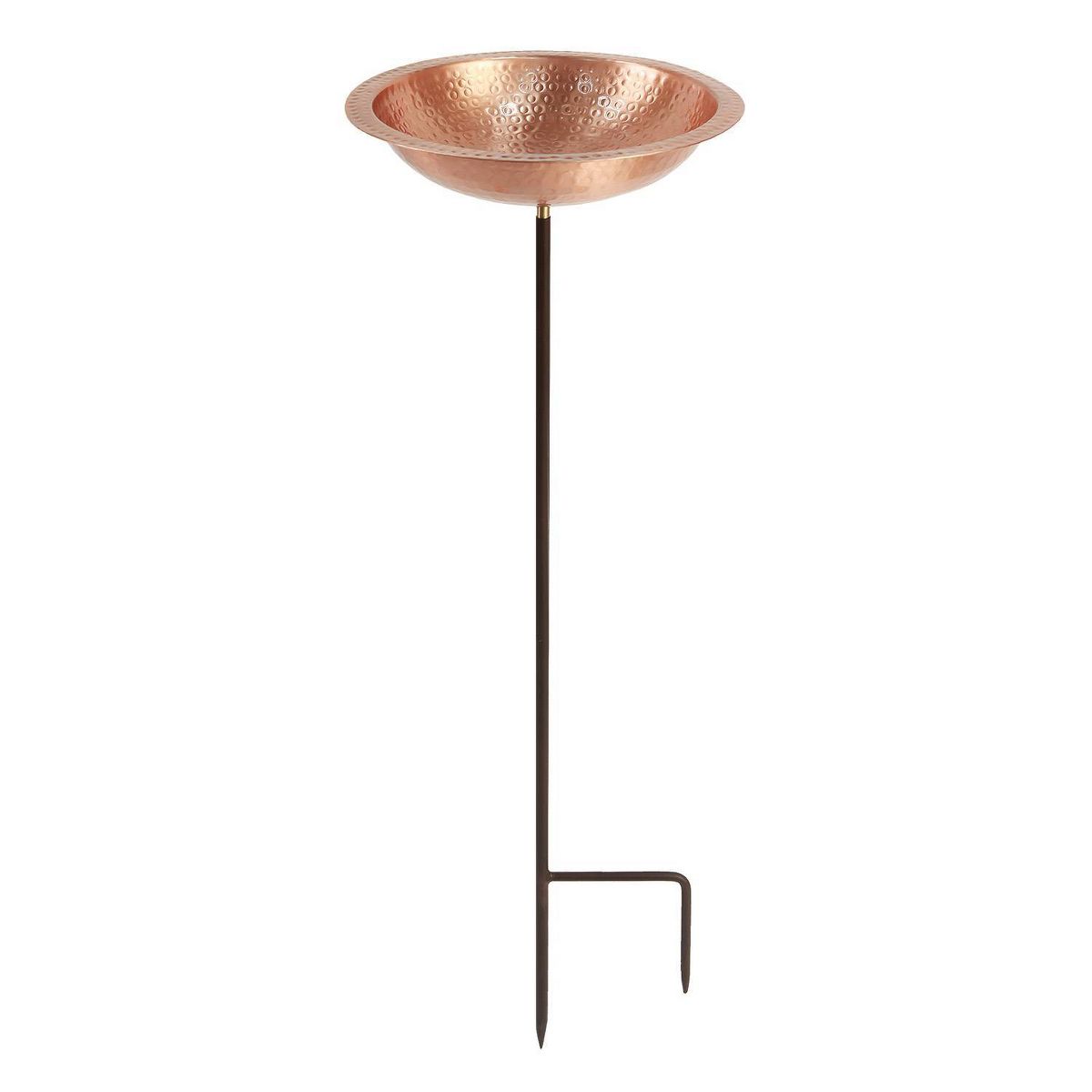 39.25" Hammered Solid Copper Birdbath with Stake Satin Copper - ACHLA Designs: Weather-Resistant, Garden Accent