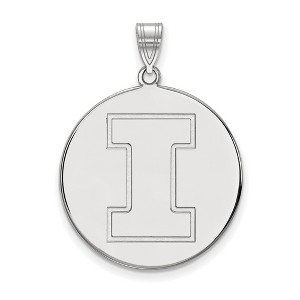 Black Bow Jewelry 14k White Gold Illinois Fighting Illini NCAA Extra Large Pendant - 1 of 2