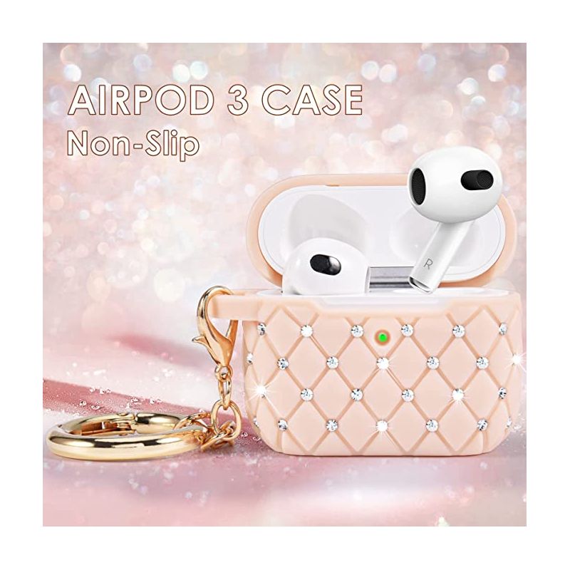Worryfree Gadgets Case Compatible with AirPods 3 Case Generation 3 Bling Rhinestone Cover for Women Girls TPU Protective Shockproof Case, 2 of 8