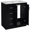 Ridstar 34 in. H Black Bathroom Storage Cabinet with 3 Drawers& Soft Closing Doors - 3 of 4