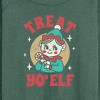 Women's - Instant Message - Treat Yo Elf Christmas Lightweight French Terry Wide Neck Long Sleeve Shirt - 2 of 4