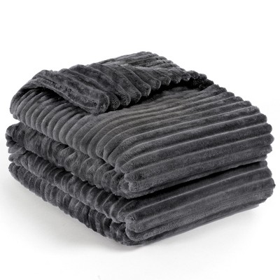 Pavilia Super Soft Fleece Flannel Ribbed Striped Throw Blanket, Luxury ...