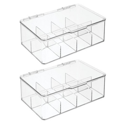 Mdesign Stackable Plastic Tea Bag Organizer Kitchen Storage Box, 2 Pack