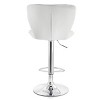Elama 2 Piece Diamond Tufted Faux Leather Adjustable Bar Stool in White with Chrome Base - 3 of 4