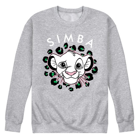 Men s The Lion King The Lion King Simba Cheetah Print Graphic Fleece Sweatshirt Target