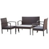 vidaXL 4 Piece Patio Lounge Set with Cushions Poly Rattan Brown - 3 of 4