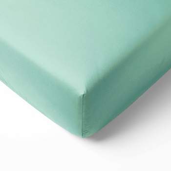 Bacati - Solid Mint Green 100 percent Cotton Universal Baby US Standard Crib or Toddler Bed Fitted Sheet