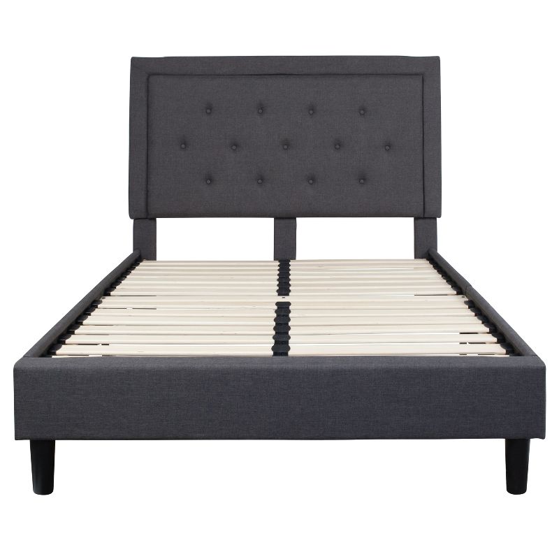 Flash Furniture Roxbury Full Size Tufted Upholstered Platform Bed in Dark Gray Fabric, 5 of 7