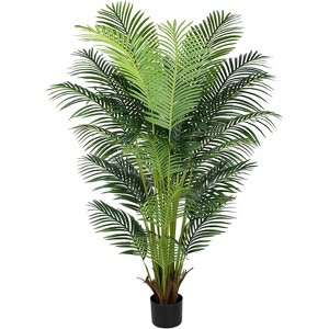Boersma Tropical Palm Tree – 24 removable silk leaves, lush and realistic. Ideal for indoor/outdoor décor or as a stylish housewarming gift. - 1 of 4