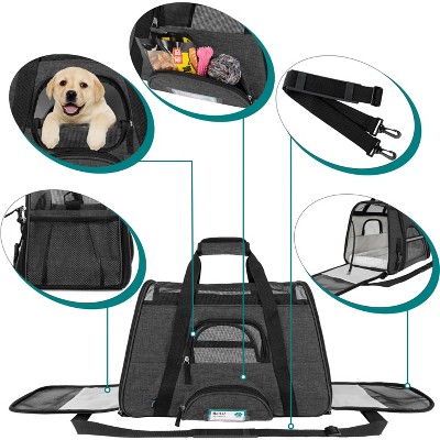 Large Charcoal Soft-Sided Airline Approved Pet Carrier