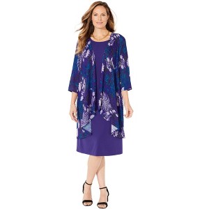 Catherines Women's Plus Size Chevron Shadow Jacket Dress - 1 of 4