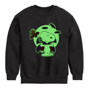 Boys' - Peanuts - Vampire Snoopy Graphic Long Sleeve Fleece Sweatshirt - 1 of 4