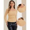Allegra K Women's Long Sleeve Slim Fit Dressy Casual Wrap Ruched Mesh Blouse - 2 of 4