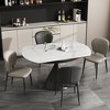 Versatile Dining Table with Marble-Pattern Stone Top & Steel Base - 2 of 4