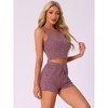 INSPIRE CHIC Women's Ribbed Knit Casual Crop Tank Top with Shorts Sleeveless Pajama Sets - 3 of 4