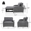 Gray 3-in-1 Convertible Sleeper Sofa Chair with Pillow and Pull-Out Bed, Space-Saving Recliner with Side Pocket for Small Living Spaces or Apartments - 4 of 4