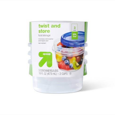 Twist And Store Medium Round Food Storage Container - 3ct/16 Fl Oz - Up &  Up™ : Target