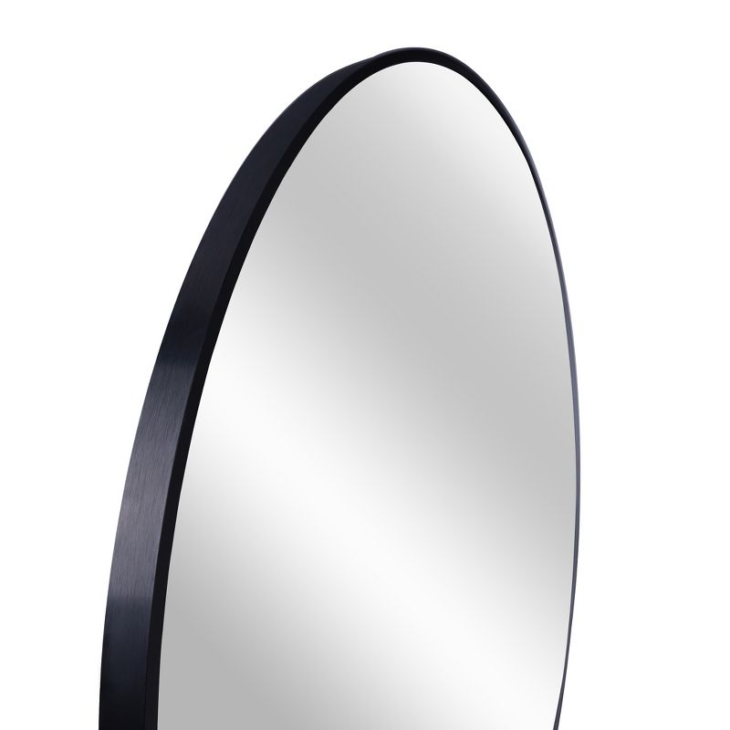 Serio Circle Brushed Aluminum Frame Large Circle Black Round Wall Mirror -The Pop Home, 5 of 9