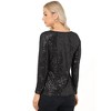 Anna-Kaci Women's Long Sleeve Sequin Top with Crew Neck and Fitted Silhouette - 4 of 4