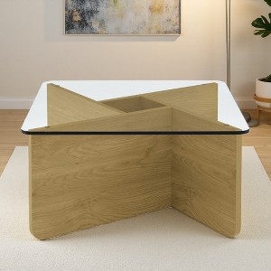 31.5" Square Mid-Century Glass Coffee Table - 1 of 4