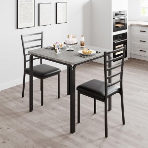 Bar Table and Chairs for 2, Dining Room Table with Double Tier Wine Rack and Glasses Hanging - 1 of 4