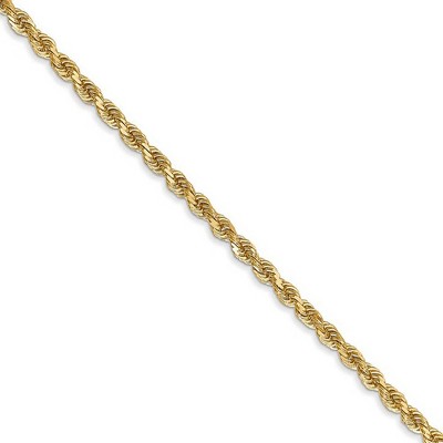 Black Bow Jewelry 2.5mm 14k Yellow Gold Solid Light Diamond Cut Rope Chain Necklace