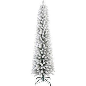 6FT Pencil Christmas Tree,Artificial Pre-Lit Christmas Tree,Realistic Frosted Xmas Tree Holiday Decoration - 1 of 4