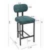 Modern 26" Counter Bar Stools with Backs Set of 2, Fabric Counter Height Chairs with Black Metal Legs for Kitchen Island – Cuddlewood - 4 of 4