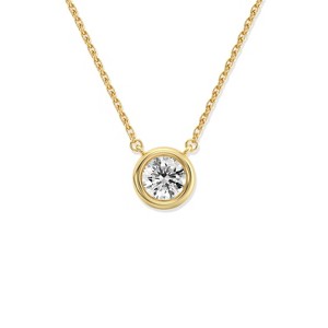 GILDED 1 CTTW Lab-Grown Diamond Bezel Solitaire Pendant in 2.5 Micron Gold Vermeil 14KT Gold-Plated Sterling Silver, 18" Chain - 1 of 4