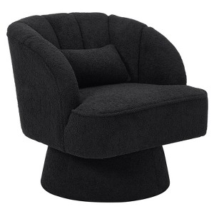 Modern Swivel Barrel Accent Chair, Velvet/Teddy Upholstered Armchair with Backrest and Plush Padding, Comfy Round Lounge Chair for Living Room - 1 of 4