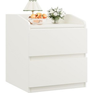 Nightstand with Drawers Bedside Table White End Table Modern Bed Side Table 2 Drawers Night Stand Drom Side Table Curved with Handle Free Design - 1 of 4