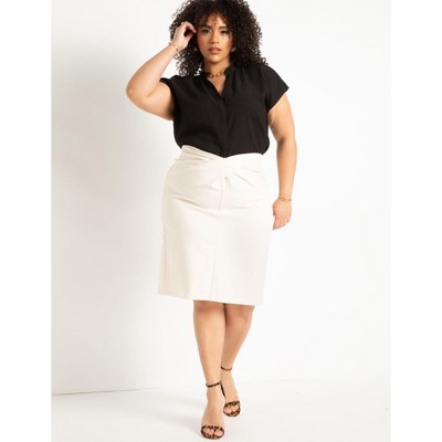 Plus size long white hotsell pencil skirt