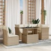 vidaXL 6 Piece Patio Sofa Set with Cushions Poly Rattan - Beige and Cream - 2 of 4