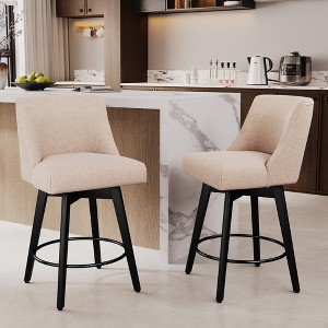 Dyonery 26" Swivel Counter Height Bar Stools with Backrests, Upholstered Seats & Wood Legs for Kitchen Island - 1 of 4
