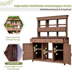 62" Portable Wood Greenhouse-Adjustable Shelves & Wheels for Indoor/Outdoor Use - 1 of 3