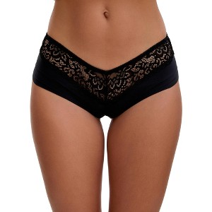 INSPIRE CHIC Women's Lace Ice Silk Hollow Out Mid Rise Comfort Boyshorts  Briefs - 1 of 4