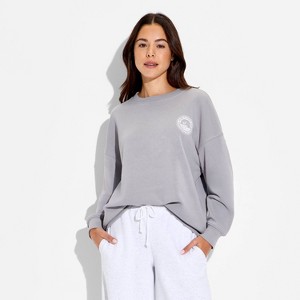 Women's Breckenridge Ski Fleece Graphic Pullover Sweatshirt - Charcoal Gray - 1 of 3