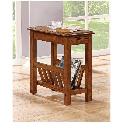 Jayme 22"W Tobacco Magazine-Rack Pull-Out Tray Side Table