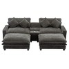 Merax Chenille Sectional Sofa with 2 Removable Ottomans, USB Ports, Cup Holders & Hidden Storage - 3 of 4