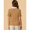 INSPIRE CHIC Women's Vintage Peter Pan Collar Contrast Puff Short Sleeve Blouse - 4 of 4