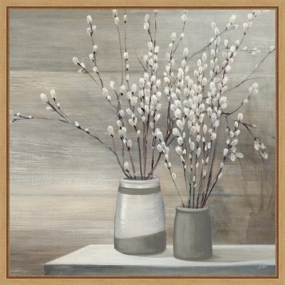 Abstract Gray and White Willow Branches Canvas Print