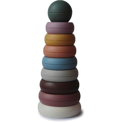 Rustic Stacking Rings Toy, Natural Wooden Developmental Set for Toddlers