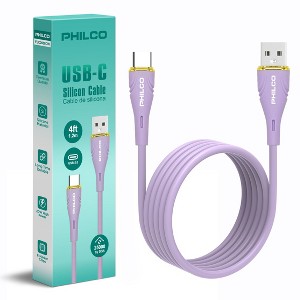 PHILCO 20W 4Ft  USB-A To USB-C Cable, Silicone, High-Speed Data Transfer, Compatible with USB-C Devices - 1 of 4